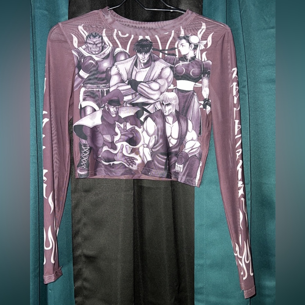 Street fighter mesh crop top